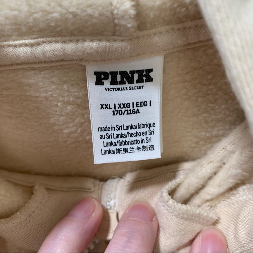 Victoria's Secret Pink Zip Up With Design Tan Hoodie - Picture 5 of 9